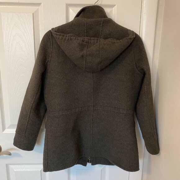 Liz‎ Claiborne Wool Coat with Detachable Hood Dark Olive Women's Medium - Picture 4 of 9